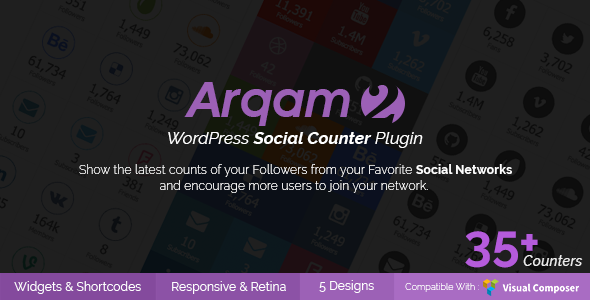 Arqam v2.5.1 - Retina Responsive WordPress Social Counter Plugin