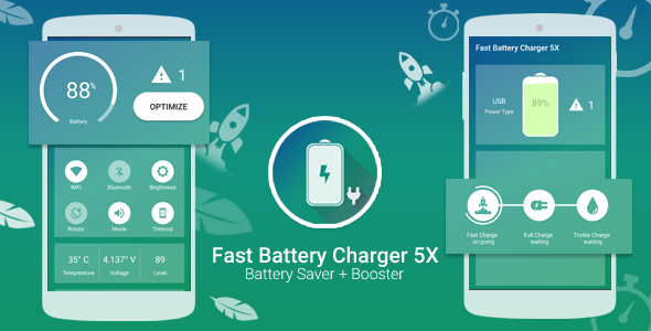 Fast Battery Charger 5x & Battery Saver + Booster With Facebook Audience Network ( AdChoice )