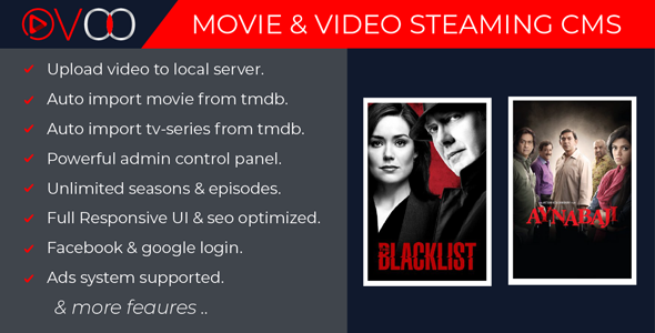 OVOO v2.1 - Movie & Video Streaming CMS with Unlimited TV-Series