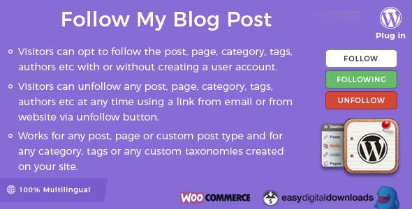 Follow My Blog Post WordPress Plugin v1.9.1 - free download gratis terbaru
