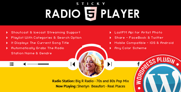 Sticky Radio Player WordPress Plugin v3.3.2