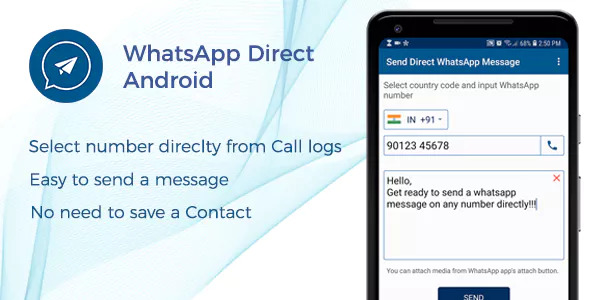 WhatsApp Direct - Send Message Without Contact Android Code