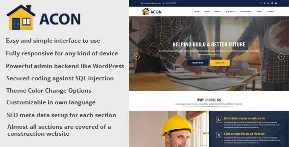 Acon v1.5 - Architecture and Construction Website CMS