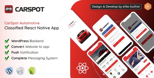 CarSpot v1.3 - Dealership Classified React Native Android App + IOS