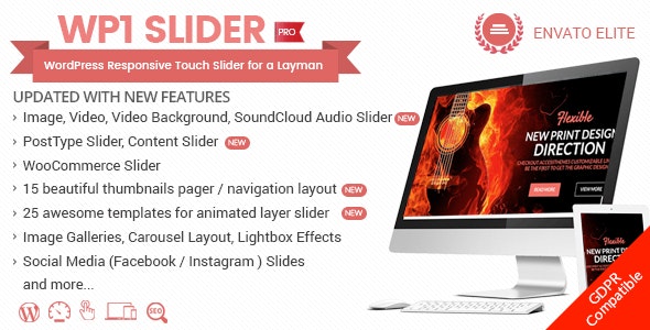 WP1 Slider Pro v1.2.2 - WordPress Responsive Touch Slider for a Layman