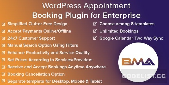 BMA v1.2.1 - WordPress Appointment Booking Plugin for Enterprise