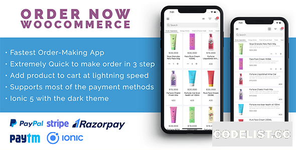 Order Now v1.0 - Mobile app for WooCommerce ionic 5
