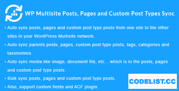 WordPress Multisite Posts, Pages and Custom Post Type Posts Sync v1.4.0