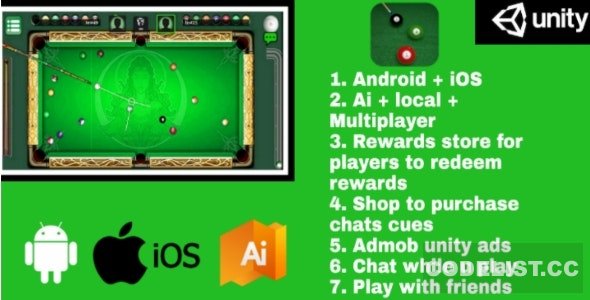 Billiards Multiplayer v1.0 – 8 Ball Pool (With AI and reward store) Android + IOS 