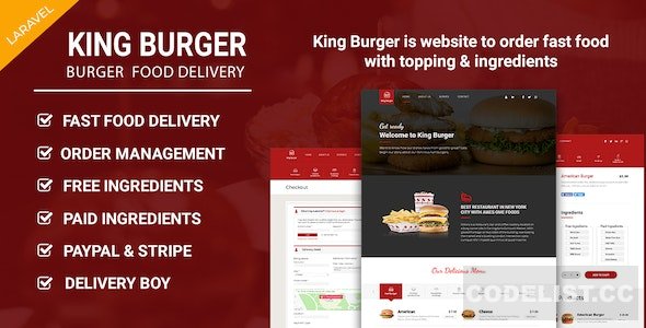 King Burger v1.3 - Restaurant Food Ordering website with Ingredients In Laravel