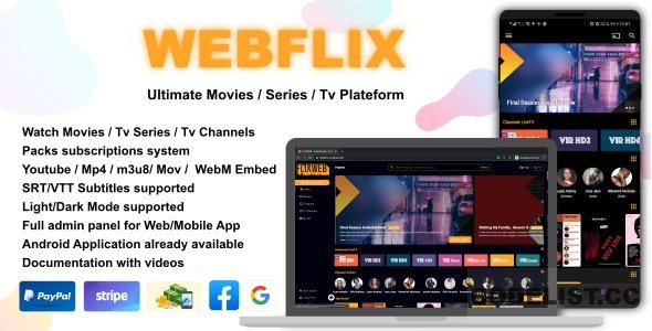 WebFlix v1.2 - Movies - TV Series - Live TV Channels - Subscription