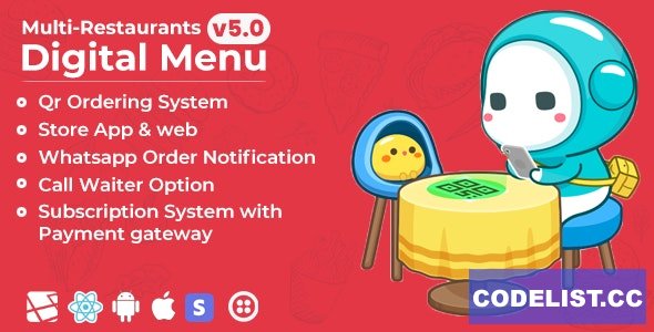 Chef v5.0 - Multi-restaurant Saas - Contact less Digital Menu Admin Panel with - React Native App 