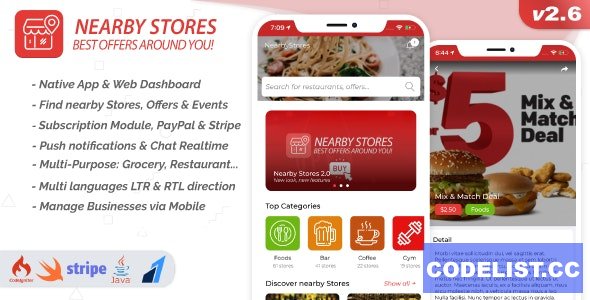 Nearby Stores iOS v2.6 - Offers, Events, Multi-Purpose, Restaurant