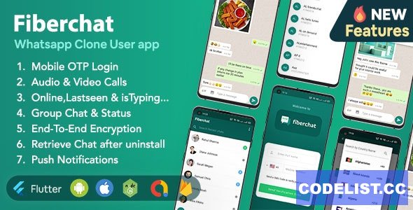Fiberchat v1.0.27 - Whatsapp Clone Full Chat & Call App | Android & iOS Flutter Chat app 