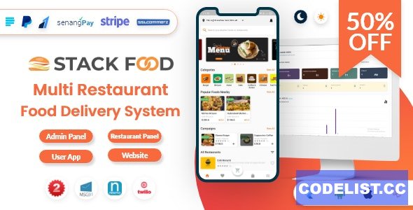 StackFood Multi Restaurant v2.0 - Food Delivery App with Laravel Admin and Restaurant Panel - nulled