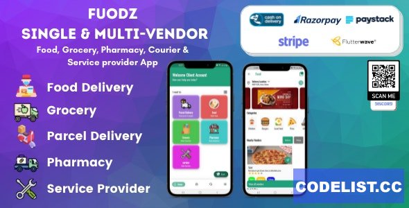 Fuodz v1.3.9 – Grocery, Food, Pharmacy Courier & Service Provider + Backend + Driver & Vendor app