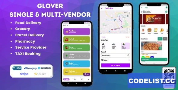 Glover v1.4.0 - Grocery, Food, Pharmacy Courier & Service Provider + Backend + Driver & Vendor app