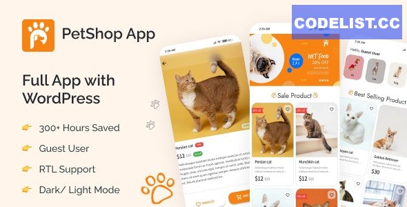 PetShop v1.0 - Flutter App with WordPress Backend 
