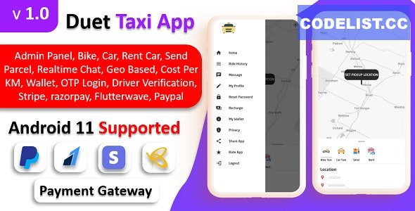 Duet Taxi App v1.0 - Taxi App With Admin Panel | Multi Payment Gateway | Recharge Wallet | Notification