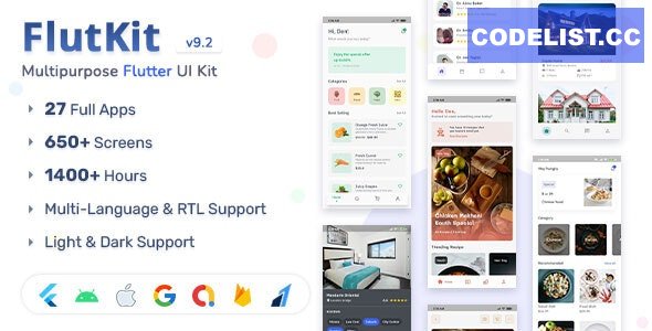 FlutKit v9.2.0 - Flutter UI Kit