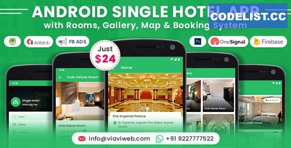 Android Single Hotel Application with Rooms, Gallery, Map & Booking System v4.0
