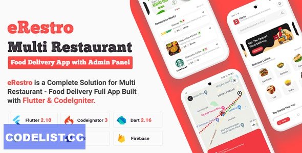 eRestro - Flutter Multi Restaurant & Vendor Marketplace - Food Ordering App for Hyperlocal Business v1.0