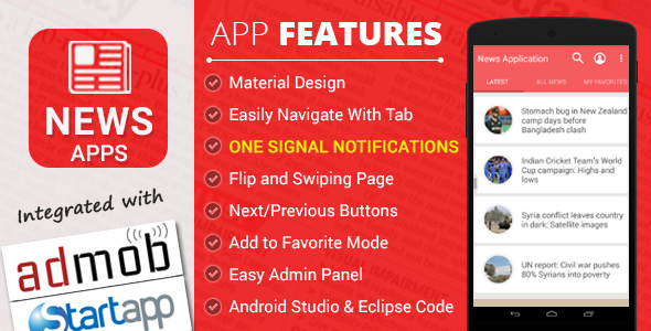 Get News Application with Material Design Free Download
