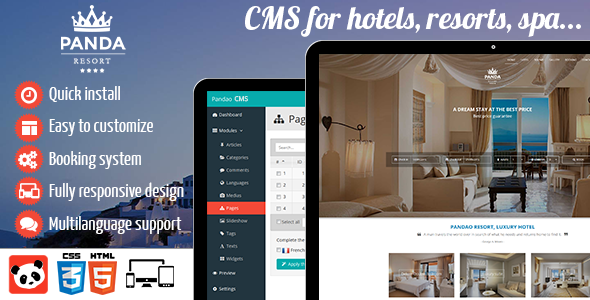 Panda Resort 4 - CMS for Single Hotel - Booking System