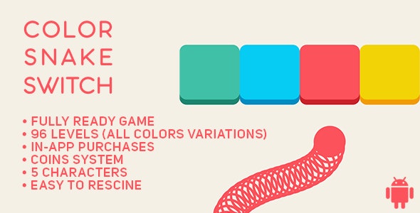 Renk Yılan Anahtarı - Eğlenceli Arcade Oyun Android Şablonu + reskine kolay + AdMob