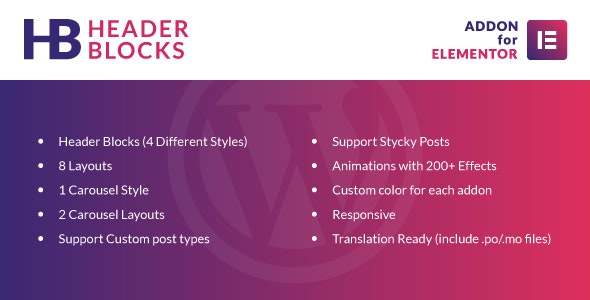 Header Blocks for Elementor v1.0 - WordPress Plugin