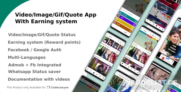 Video/Image/Gif/Quote App With Earning system (Reward points) v3.4
