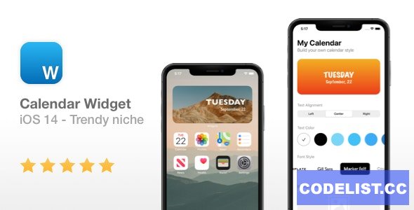Calendar Widget V1 0 NEW IOS 14 Widget Premium Scripts Plugins 